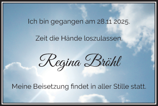 Traueranzeige von Regina Bröhl von MO Oderld.-Echo