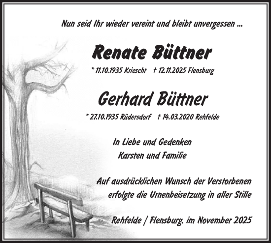 Traueranzeige von Renate Büttner von Märkische Oderzeitung