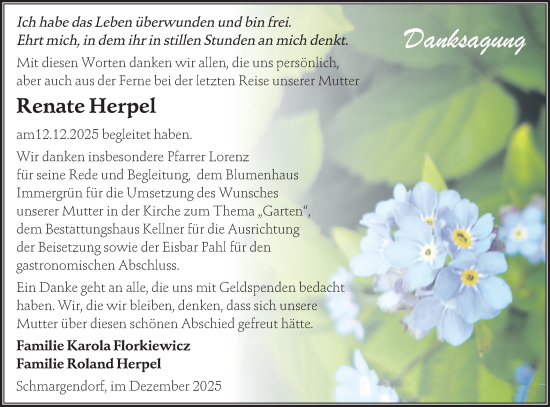 Traueranzeige von Renate Herpel von MO Uckerm.-Anz.