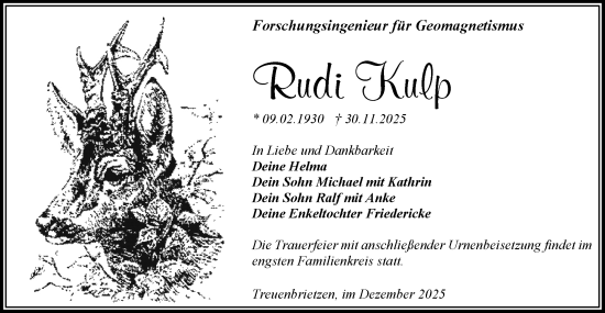 Traueranzeige von Rudi Kulp von Märkische Oderzeitung