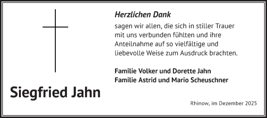 Traueranzeige von Siegfried Jahn von Märkische Oderzeitung