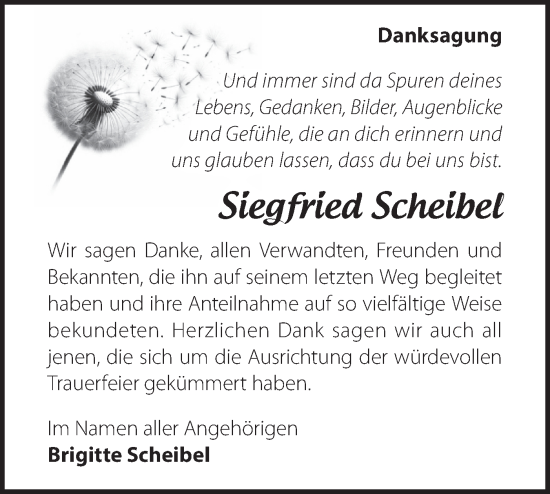 Traueranzeige von Siegfried Scheibel von MO Oderld.-Echo