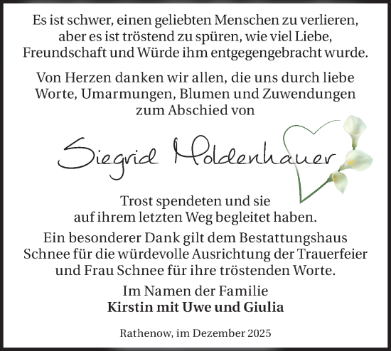 Traueranzeige von Siegrid Moldenhauer von Märkische Oderzeitung