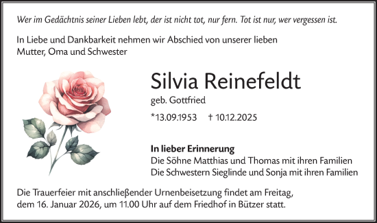 Traueranzeige von Silvia Reinefeldt von Märkische Oderzeitung