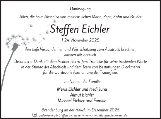 Traueranzeige von Steffen Eichler von Märkische Oderzeitung