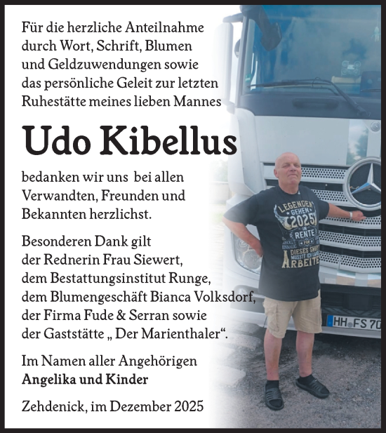 Traueranzeige von Udo Kibellus von Märkische Oderzeitung