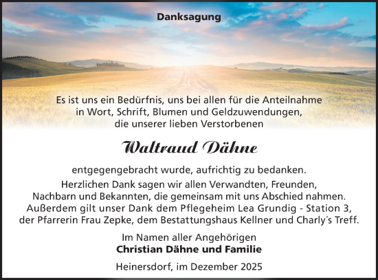 Traueranzeige von Waltraud Dähne von MO Uckerm.-Anz.