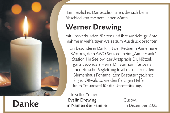 Traueranzeige von Werner Drewing von MO Oderld.-Echo