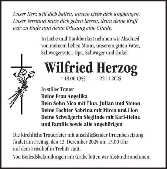 Traueranzeige von Wilfried Herzog von Märkische Oderzeitung