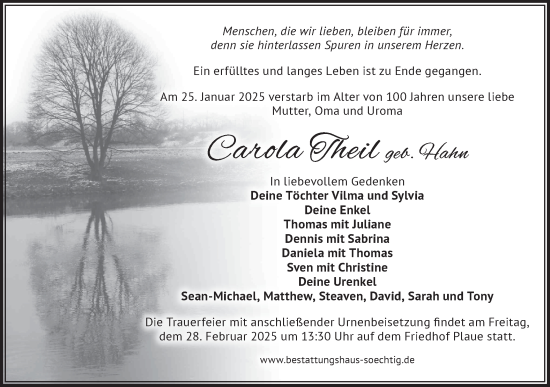 Traueranzeige von Carola Theil von Märkische Oderzeitung
