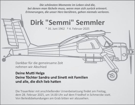 Traueranzeige von Dirk Semmler von Märkische Oderzeitung