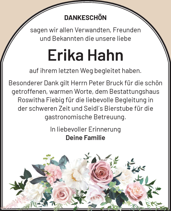 Traueranzeige von Erika Hahn von Märkische Oderzeitung
