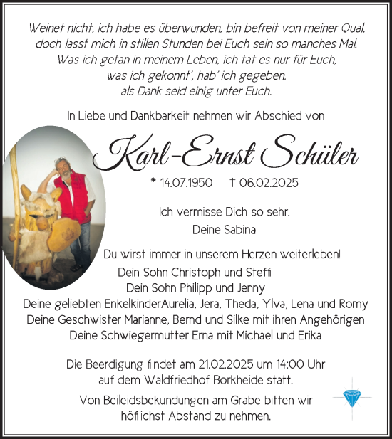 Traueranzeige von Karl-Ernst Schüler von Märkische Oderzeitung