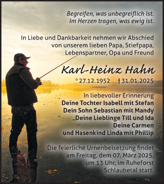 Traueranzeige von Karl-Heinz Hahn von Märkische Oderzeitung