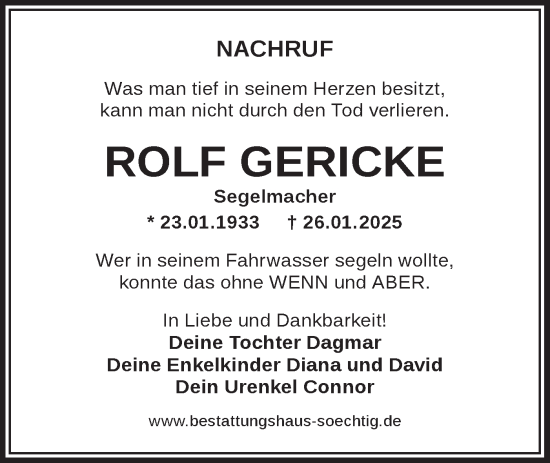 Traueranzeige von Rolf Gericke von Märkische Oderzeitung