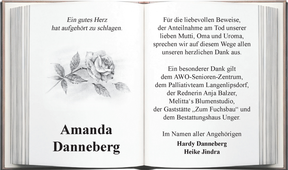  Traueranzeige für Amanda Danneberg vom 29.03.2025 aus Märkische Oderzeitung