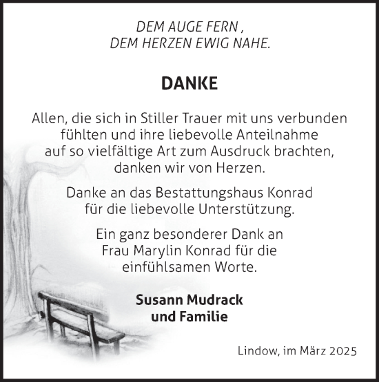 Traueranzeige von Doris Mudrack von Märkische Oderzeitung