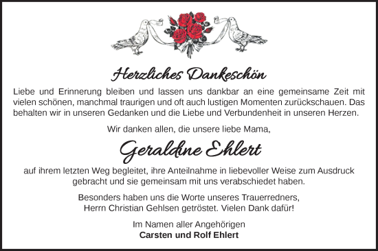 Traueranzeige von Geraldine Ehlert von Märkische Oderzeitung