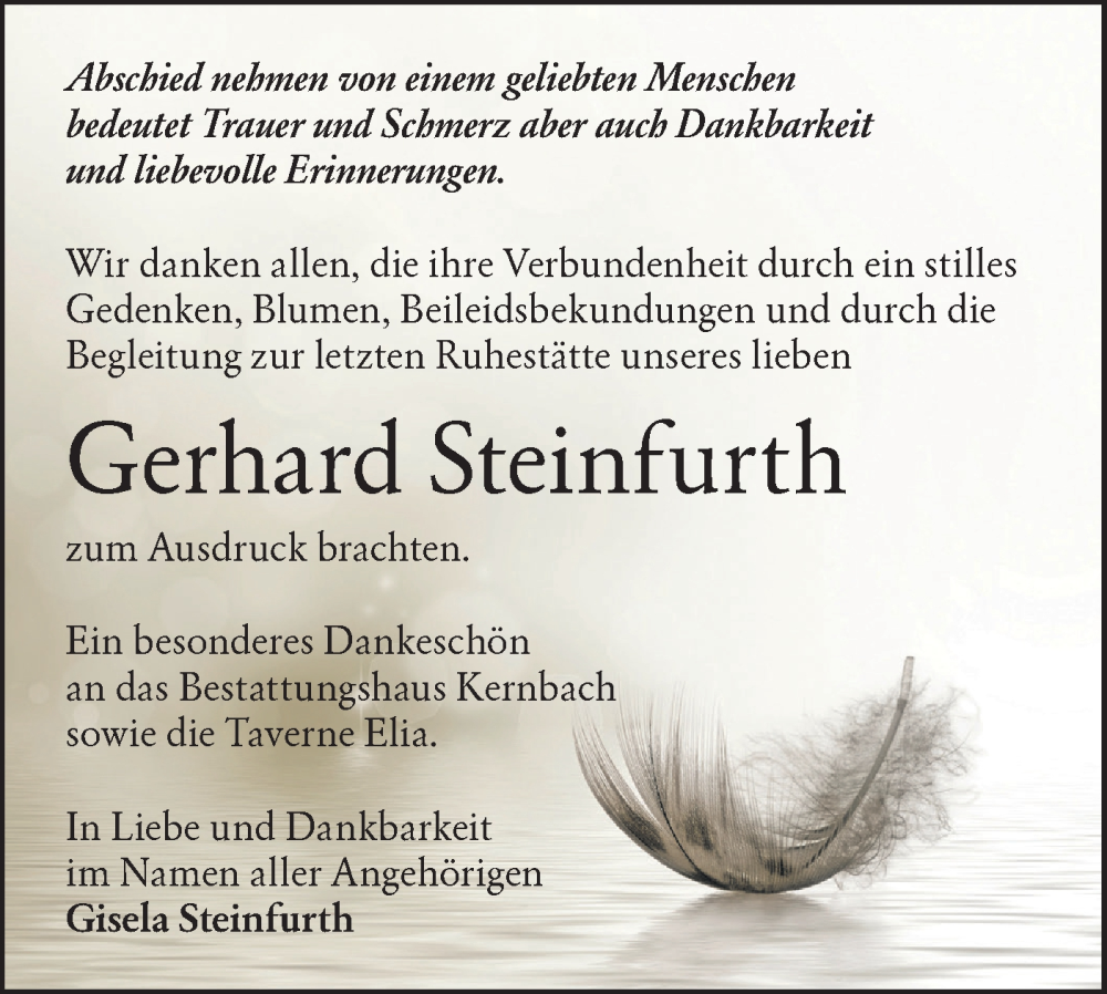  Traueranzeige für Gerhard Steinfurth vom 15.03.2025 aus Märkische Oderzeitung