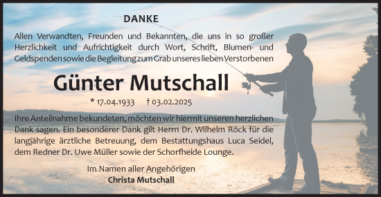 Traueranzeige von Günter Mutschall von Märkische Oderzeitung