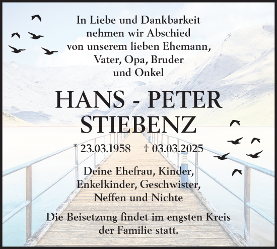 Traueranzeige von Hans-Peter Stiebenz von Märkische Oderzeitung