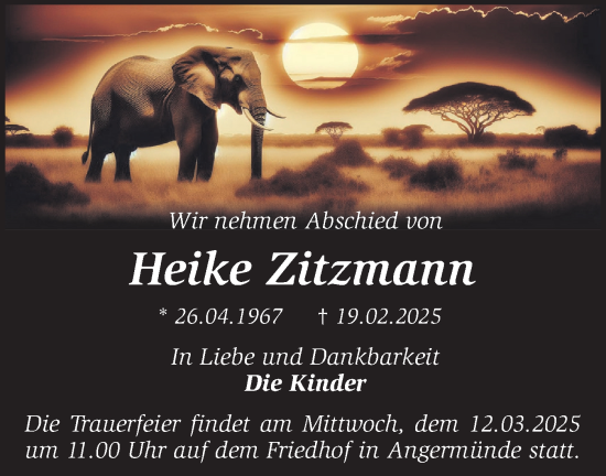 Traueranzeige von Heike Zitzmann von Märkische Oderzeitung