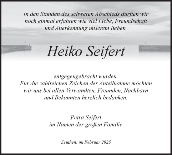 Traueranzeige von Heiko Seifert von Märkische Oderzeitung