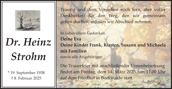 Traueranzeige von Heinz Strohm von Märkische Oderzeitung
