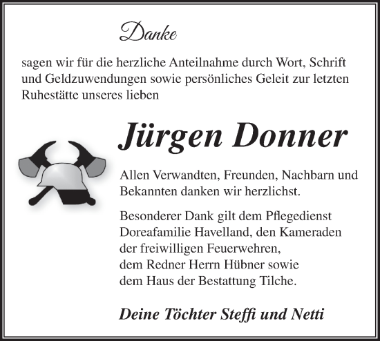 Traueranzeige von Jürgen Donner von Märkische Oderzeitung