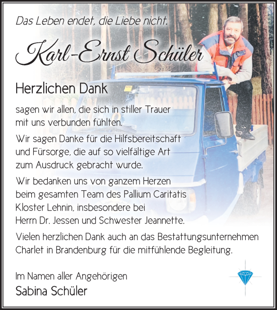 Traueranzeige von Karl-Ernst Schüler von Märkische Oderzeitung