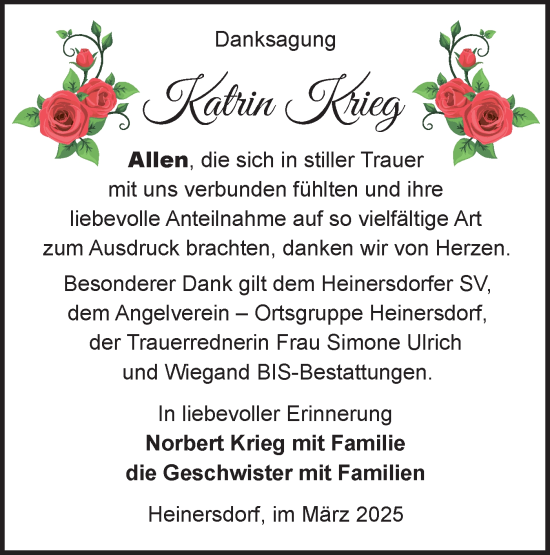 Traueranzeige von Katrin Krieg von Märkische Oderzeitung