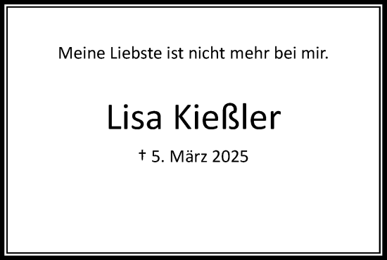 Traueranzeige von Lisa Kießler von Märkische Oderzeitung