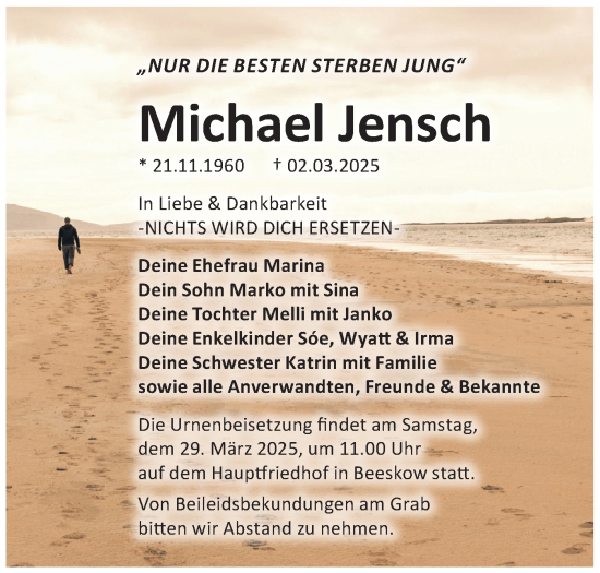 Traueranzeige von Michael Jensch von Märkische Oderzeitung