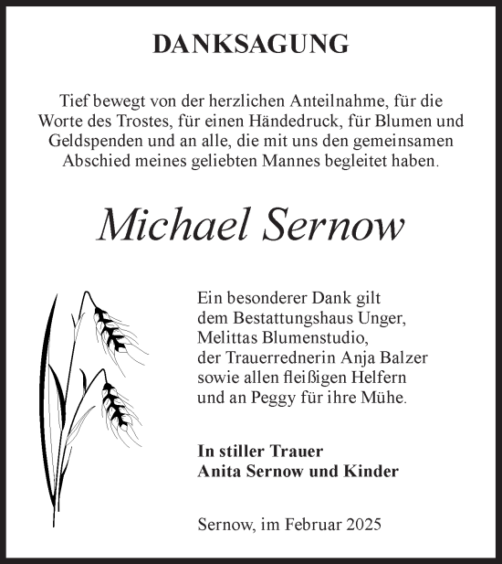 Traueranzeige von Michael Sernow von Märkische Oderzeitung