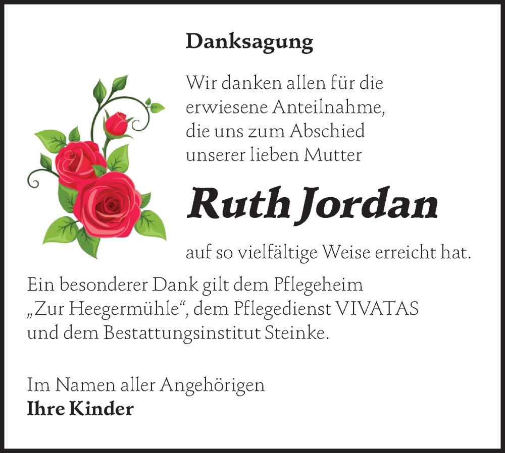  Traueranzeige für Ruth Jordan vom 01.03.2025 aus Märkische Oderzeitung
