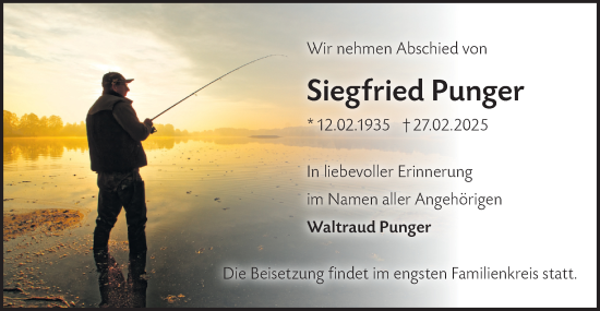 Traueranzeige von Siegfried Punger von Märkische Oderzeitung