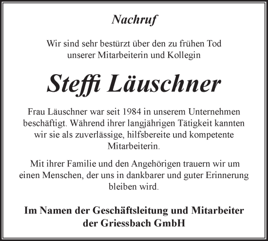Traueranzeige von Steffi Läuschner von Märkische Oderzeitung