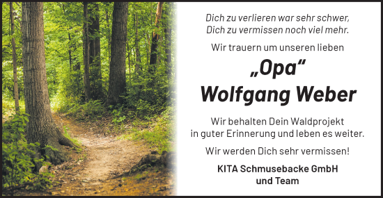 Traueranzeige von Wolfgang Weber von Märkische Oderzeitung