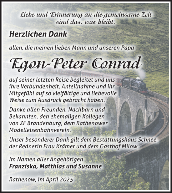 Traueranzeige von Egon-Peter Conrad von Märkische Oderzeitung