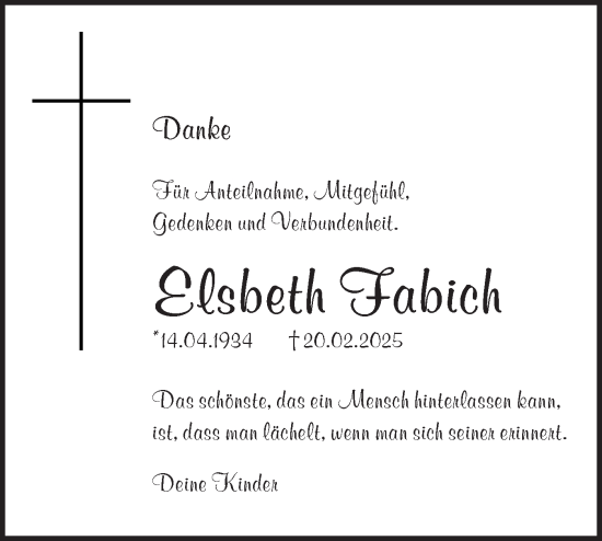 Traueranzeige von Elsbeth Fabich von Märkische Oderzeitung