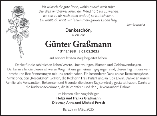 Traueranzeige von Günter Graßmann von Märkische Oderzeitung