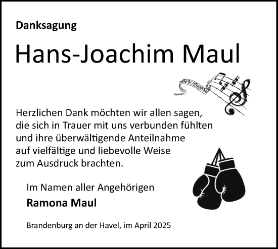 Traueranzeige von Hans-Joachim Maul von Märkische Oderzeitung