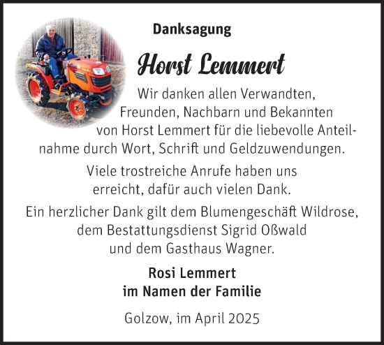 Traueranzeige von Horst Lemmert von Märkische Oderzeitung