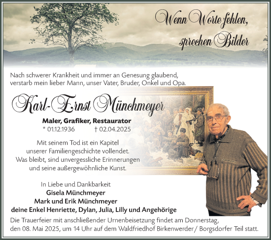 Traueranzeige von Karl-Ernst Münchmeyer von Märkische Oderzeitung