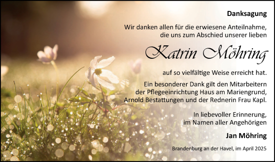 Traueranzeige von Katrin Möhring von Märkische Oderzeitung