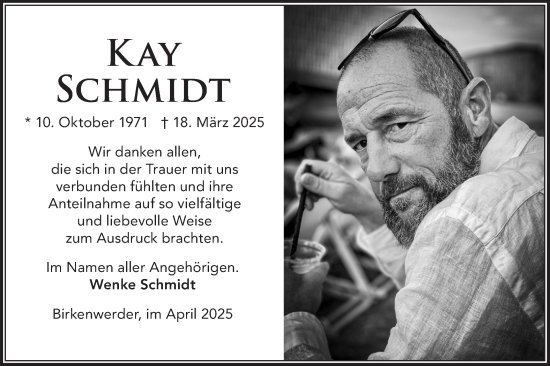 Traueranzeige von Kay Schmidt von Märkische Oderzeitung