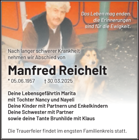 Traueranzeige von Manfred Reichelt von Märkische Oderzeitung