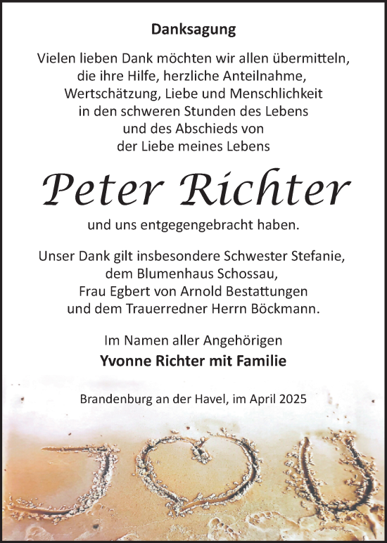 Traueranzeige von Peter Richter von Märkische Oderzeitung