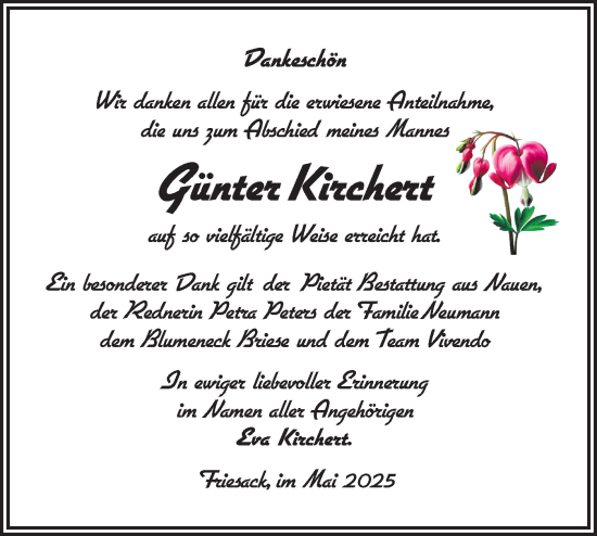 Traueranzeige von Günter Kirchert von Märkische Oderzeitung