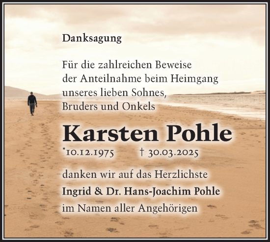 Traueranzeige von Karsten Pohle von Märkische Oderzeitung